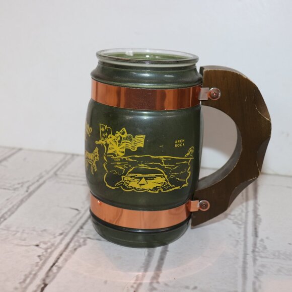 🏞️ Mackinac Island Mug · Vintage Glass, Wood & Copper · 5" Tall - Picture 5 of 6